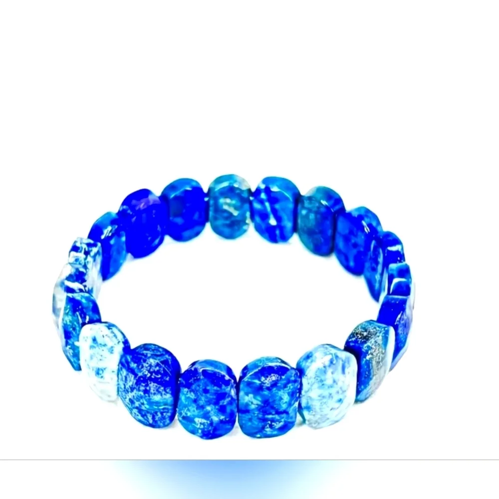 1pc 100% Natural Lapis Lazuli Stone Stretch Bracelet September-Birthstone - Picture 2 of 5